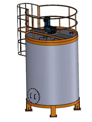 Desenho tridimensional do tanque de armazenagem
